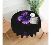 WHJDPP Purple Butterfly Prints 60 Inch Round Table Throw - Waterproof Table Cover for Dining Table, Coffee Table, Party & Outdoor Use - Soft & Wrinkle Resistant Decor