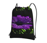 WHJDPP Purple Daisy Prints Drawstring Backpack - Lightweight Water-Resistant Sport Bag with Zipper Pocket - Gym, Travel, Yoga & Hiking