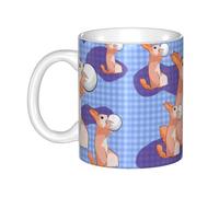 WHJDPP rabbit holding the ball Picture mug ceramic Mugs for cappuccino, latte, cereal, yogurt, milk, hot or cold drinks Micro-wave oven
