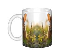 WHJDPP Rabbit in the grass Picture mug ceramic Mugs for cappuccino, latte, cereal, yogurt, milk, hot or cold drinks Micro-wave oven