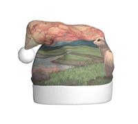 WHJDPP Rabbit looking at the sunset Picture Men's and women's plush Christmas hats, adult New Year's holiday party caps