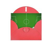 WHJDPP Red Greeting Card Green Grass Field Soccer Playground The Ball Printing 4x6in for Christmas, children's birthdays, Valentine's Day, wedding anniversaries, and party invitations