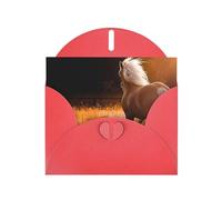 WHJDPP Red Greeting Card Nature Scenic Horse Printing 4x6in for Christmas, children's birthdays, Valentine's Day, wedding anniversaries, and party invitations