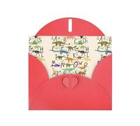 WHJDPP Red Greeting Card Stylish Learning Alphabets with Dinosaurs Printing 4x6in for Christmas, children's birthdays, Valentine's Day, wedding anniversaries, and party invitations