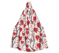 WHJDPP Red Love Heart Tree Printing Adult Hooded Cloak is a super large, comfortable, and durable Halloween hooded poncho