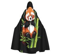 WHJDPP Red panda in bamboo forest Picture Halloween Adult Hooded Cape Cloak with Bow Tie for Costume Parties, Cosplay