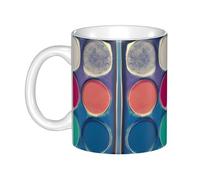 WHJDPP Round color palette Printed mug ceramic Mugs for cappuccino, latte, cereal, yogurt, milk, hot or cold drinks Micro-wave oven