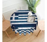 WHJDPP Round Decorative Tablecloth - 60 in greek flag Picture Soft Wrinkle-Resistant for Dining Tables and Parties