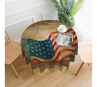WHJDPP Round Decorative Tablecloth - 60 in Vintage American Flag 4Th of July USA Picture Soft Wrinkle-Resistant for Dining Tables and Parties