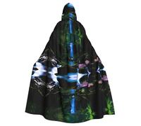 WHJDPP Scenic mountain waterfall Prints Hooded Cloak - Long, Comfortable Cosplay Throw