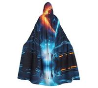 WHJDPP Science Fiction Future Prints Halloween Adult Hooded Cloak for Costume Parties and Theme Events