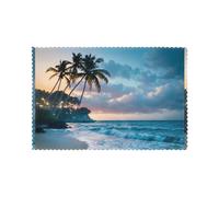 WHJDPP Seaside at Dusk Pattern Placemats for Dining Table Set of 6 12x18in Heat Resistant, Washable, and Durable Placemats for Kitchen, Home, Hotel