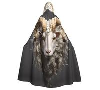 WHJDPP Sheep Head Animal Printed Halloween Adult Hooded Cape Cloak with Bow Tie for Costume Parties, Cosplay