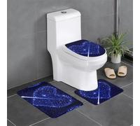 WHJDPP Shooting Star Heart Prints 3 Piece Bathroom Rugs Set 24x16in Plush Shag Throw Mats for Absorbent Comfort & Non-Slip Protection
