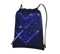 WHJDPP Shooting Star Heart Prints Drawstring Zipper Backpack - Lightweight Water-Resistant Sport Gym Bag with Front Pocket & Internal Organizer - Ideal for Travel, Yoga, and Hiking
