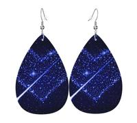 WHJDPP Shooting Star Heart Prints Teardrop Leather Earrings - Lightweight Dangle Earrings for Women, Vivid Faux Leather Drops with Silver Plated Hooks, Eye-Catching Party