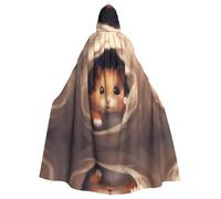 WHJDPP Shy little hamster Picture Adult Hooded Cloak is a super large, comfortable, and durable Halloween hooded poncho