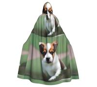 WHJDPP Shy Puppy Picture Halloween Adult Hooded Cape Cloak with Bow Tie for Costume Parties, Cosplay