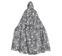WHJDPP Silver Sequin Sparkle Pattern Picture Halloween Adult Hooded Cape Cloak - Super Large Hooded Cloak No Zipper
