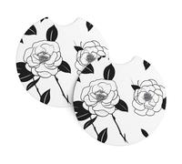 WHJDPP Simple Camellia Pattern Car Coasters Set of 2 - Durable Rubber Cup Holder Protectors, Waterproof & Odorless for All Vehicles