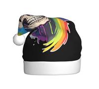 WHJDPP Skull over rainbow Picture Christmas Hat for Adult for Christmas, Halloween, New Year, sales, promotions
