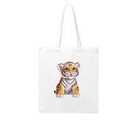 WHJDPP Smart and cute little tiger Picture Woman Canvas Tote Bag Strong and durable for traveling, shopping, Daily One Size
