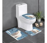WHJDPP Snow Animal Polar Bear Printing Bathroom Anti Slip Quick Drying Three Piece Set, Slip Quick Drying Durable Shower Bath mat
