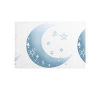 WHJDPP Snowflakes on the moon Pattern Placemats for Dining Table Set of 6 12x18in Heat Resistant, Washable, and Durable Placemats for Kitchen, Home, Hotel