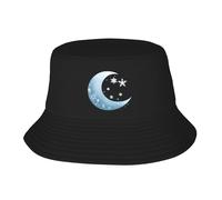 WHJDPP Snowflakes on The Moon Picture Adult Fisherman's Hat for Men and Women Foldable Headwear for Outdoor Activities Black