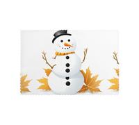 WHJDPP Snowman on Dead Leaves Printing Placemats for Dining Table Set of 6 for Homes, and Banquets Easy to Clean at Room Temperature for Long-Lasting Use