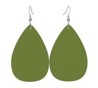 WHJDPP Solid dark green Prints Drip Earrings - Faux Leather Charms for Women - Lightweight Dangling Jewelry - Party & Holiday Accents