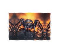 WHJDPP Spider in the light Pattern Placemats for Dining Table Set of 6 12x18in Heat Resistant, Washable, and Durable Placemats for Kitchen, Home, Hotel