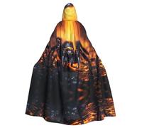 WHJDPP Spider in the light Printed Halloween Adult Hooded Cape Cloak - Super Large Hooded Cloak No Zipper
