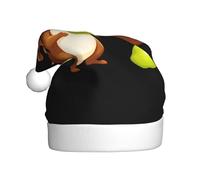 WHJDPP Squirrel holding a big pear Picture Men's and women's plush Christmas hats, adult New Year's holiday party caps