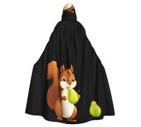 WHJDPP Squirrel holding a big pear Printing Halloween Adult Hooded Cloak No Zipper, Comfortable & Durable for Role-Playing