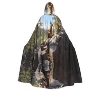 WHJDPP Squirrel on rock Printing Halloween Adult Hooded Cape Cloak for wear during Halloween, role-playing