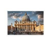 WHJDPP St Peter's Basilica Printing Placemats for Dining Table Set of 6 for Homes, and Banquets Easy to Clean at Room Temperature for Long-Lasting Use