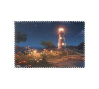 WHJDPP Starfish Lighthouse Beach Pattern Placemats for Dining Table Set of 6 12x18in Heat Resistant, Washable, and Durable Placemats for Kitchen, Home, Hotel