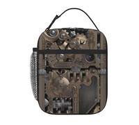 WHJDPP Steampunk Mechanical Gears Pattern Portable Handheld Insulated Lunch Bag Suitable for Students to Work and Travel