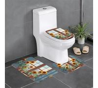 WHJDPP Sunflowers On The Windowsill Printing Bathroom Anti Slip Quick Drying Three Piece Set, Slip Quick Drying Durable Shower Bath mat