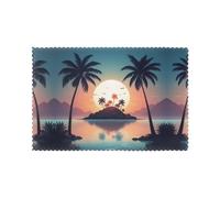 WHJDPP Sunrise Tropical Palm Tree Island Prints Placemats Set of 6 12x18in - Durable Table Layers for Stylish Home, Hotel & Festive Gatherings