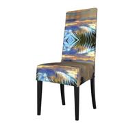 WHJDPP Sunset at The Beach Prints Dining Chair Throw Covers - Stretchy & Wrinkle-Resistant Seat Layers for Home, Hotel, and Event Decor