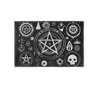 WHJDPP Supernatural Symbols Black Prints Placemats Set of 6 12x18in - Durable Table Layers for Stylish Home, Hotel & Festive Gatherings