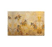 WHJDPP Sweet Honeycomb Prints Placemats Set of 6 12x18in - Durable Table Layers for Stylish Home, Hotel & Festive Gatherings