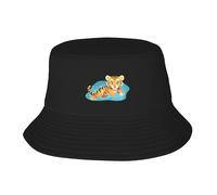 WHJDPP Swimming Tiger cub Picture Adult Fisherman's Hat for Men and Women Foldable Headwear for Outdoor Activities Black