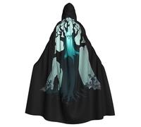 WHJDPP The ghost behind the tree Picture Halloween Adult Hooded Cape Cloak with Bow Tie for Costume Parties, Cosplay