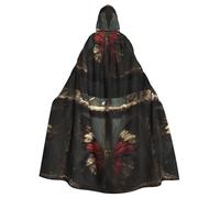 WHJDPP The Imprisoned Butterfly Printed Halloween Adult Hooded Cape Cloak with Bow Tie for Costume Parties, Cosplay
