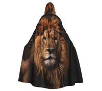 WHJDPP The Lion's Gaze Printing Halloween Adult Hooded Cape Cloak for wear during Halloween, role-playing
