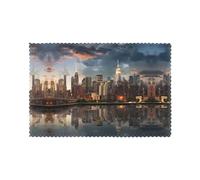 WHJDPP The New York City skyline Pattern Placemats for Dining Table Set of 6 12x18in Heat Resistant, Washable, and Durable Placemats for Kitchen, Home, Hotel