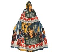 WHJDPP The Old Hollywood Printed Halloween Adult Hooded Cape Cloak - Super Large Hooded Cloak No Zipper